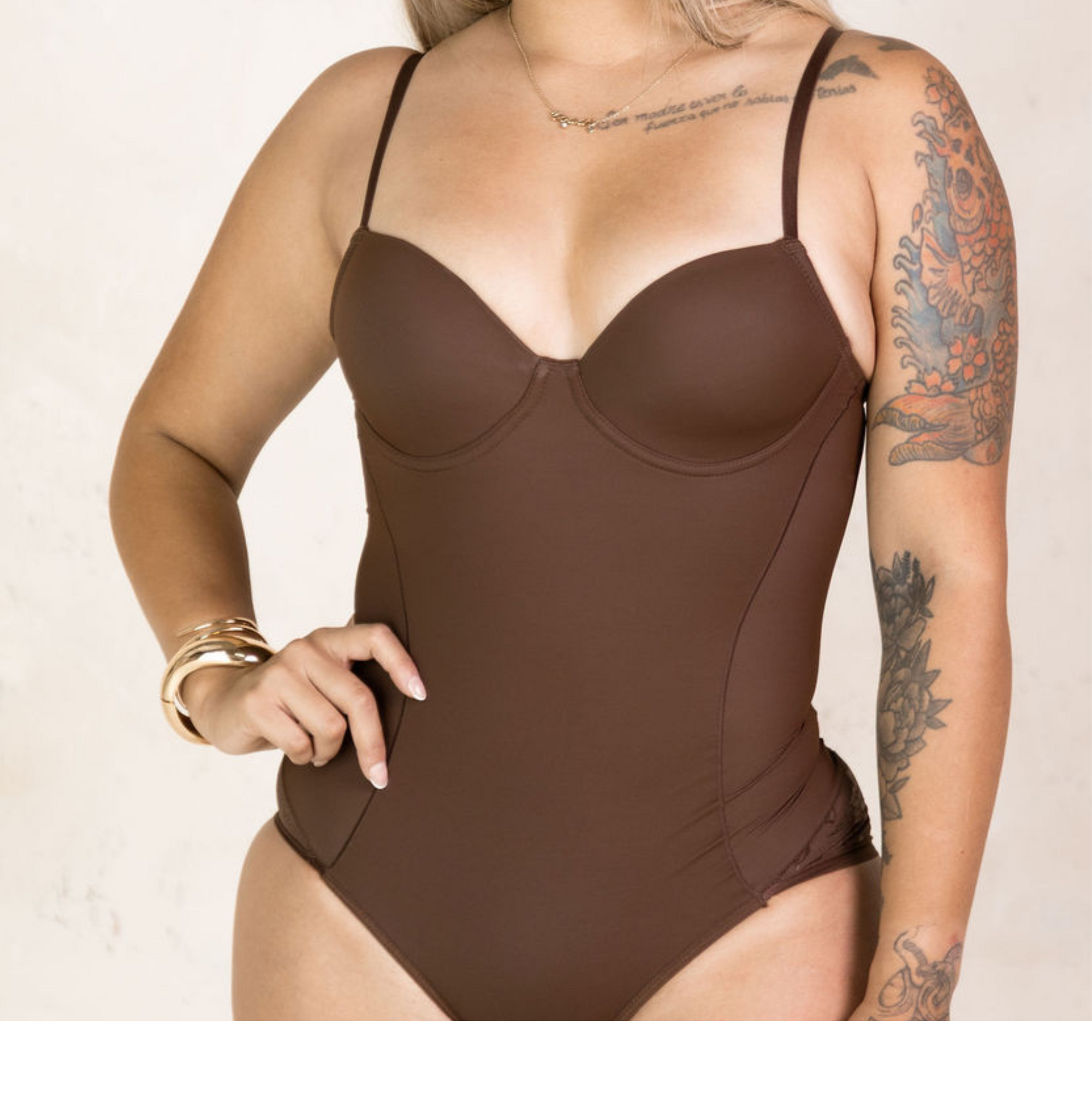 snatched brown shape wear, padded breast.