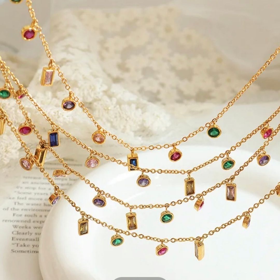 GOLD MULTI-GEMSTONE NECKLACE